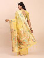 Thumbnail for Astita Linen Cotton Yellow Saree