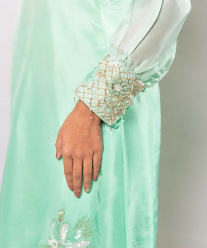 Timaraa Mint Whisper – Aari Zardosi Silk Co-Ord Set - Dista