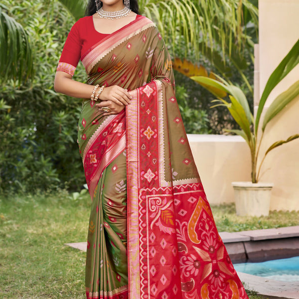 Shree Shyam Fashion Mehndi Pochampally Silk Saree - Distacart