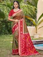 Thumbnail for Shree Shyam Fashion Mehndi Pochampally Silk Saree - Distacart