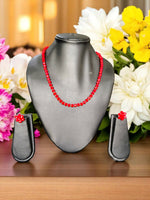 Thumbnail for Inhanns Crystal Bloom – Single Line Necklace + Studs - Dark Red - Distacart
