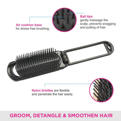 Vega Folding Hair Brush with Mirror - Dista