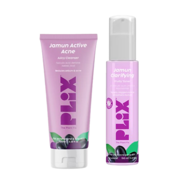 PLIX The Plant Fix - Jamun Active Acne Regime With Cleanser & Toner To Unclog Pores & Reduce Acne - Distacart