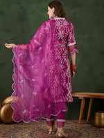 Thumbnail for Sangria Printed & Embroidered Kurta & Trousers with Dupatta