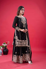 Thumbnail for Teeya Creation Black Color Faux georgette Embroidery Work Sharara Set