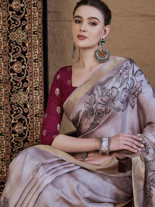 Anouk Floral Zari Silk Blend Saree