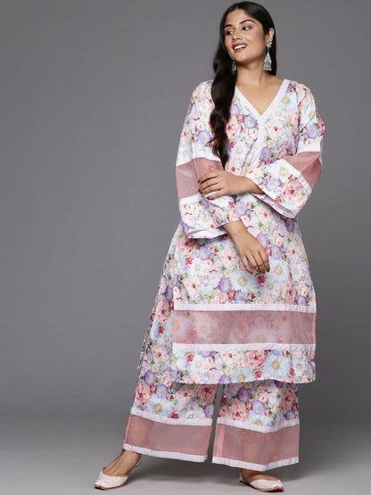 Ahalyaa Women's Traditional wear Kurta Set - Lavender - Distacart