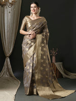 Thumbnail for NOZ2TOZ Women's Organza Grey Woven Design Designer Saree With Blouse Piece - Distacart