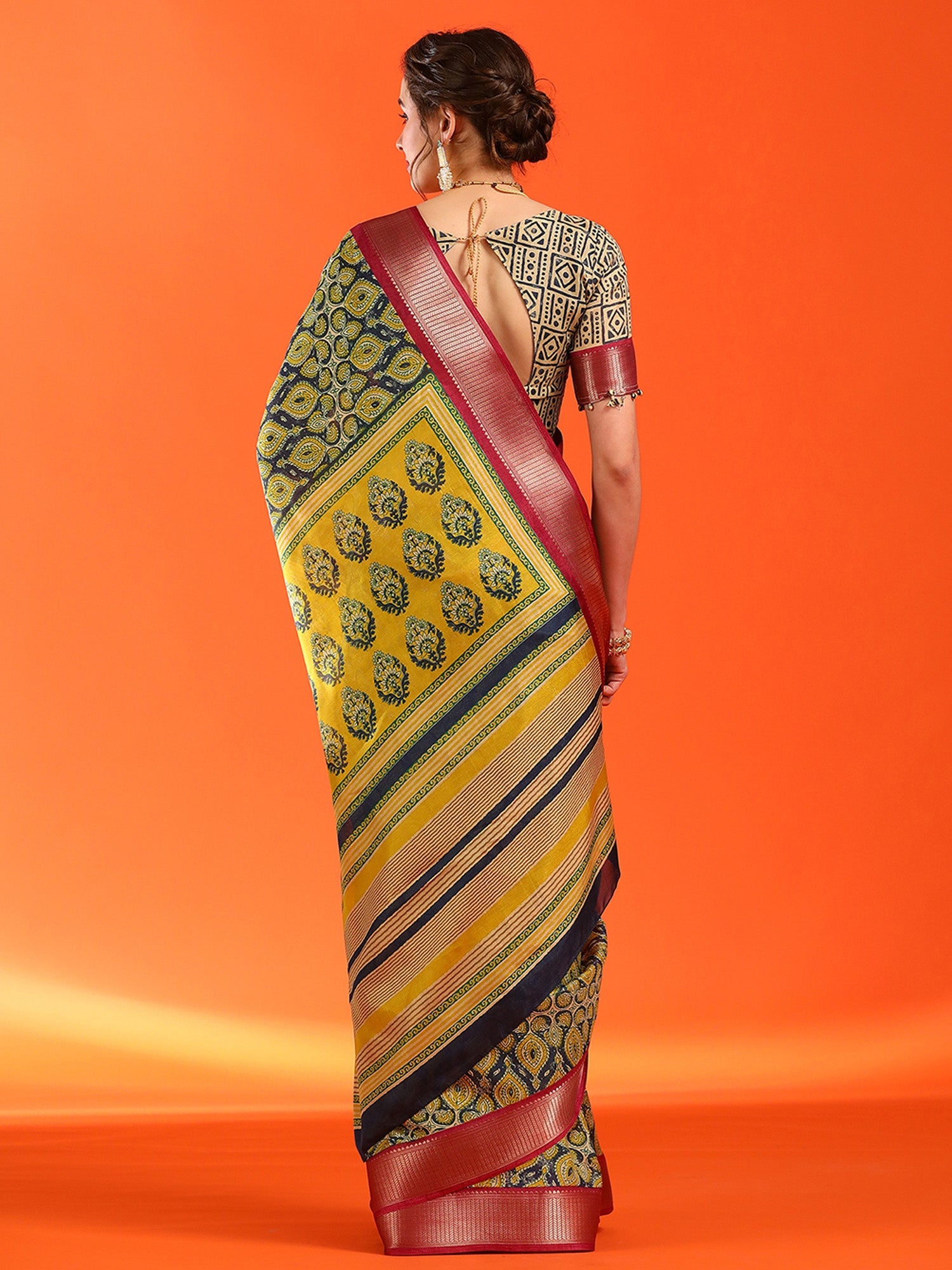 NOZ2TOZ Women's Dola Silk Mustard Woven Design Designer Saree With Blouse Piece - Distacart