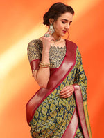 Thumbnail for NOZ2TOZ Women's Dola Silk Mustard Woven Design Designer Saree With Blouse Piece - Distacart