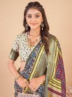 Thumbnail for NOZ2TOZ Women's Dola Silk Navy Blue Woven Design Designer Saree With Blouse Piece - Distacart