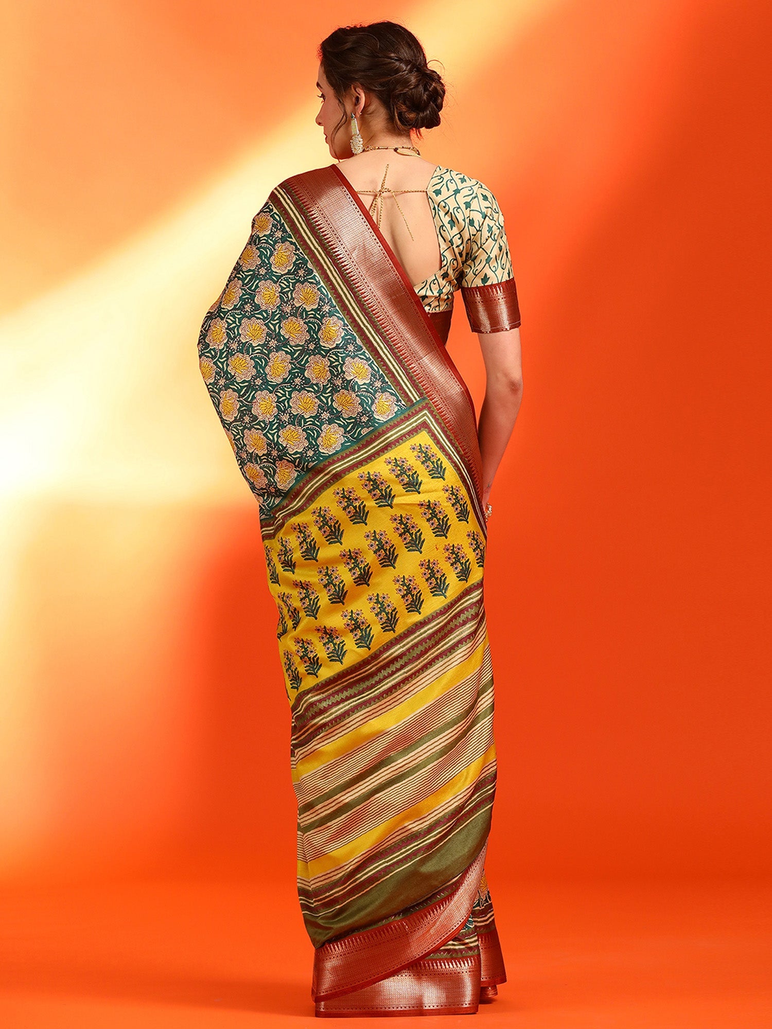 NOZ2TOZ Women's Dola Silk Dark Green Woven Design Designer Saree With Blouse Piece - Distacart