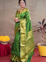 Thumbnail for Anouk Ethnic Motifs Woven Design Zari Banarasi Saree