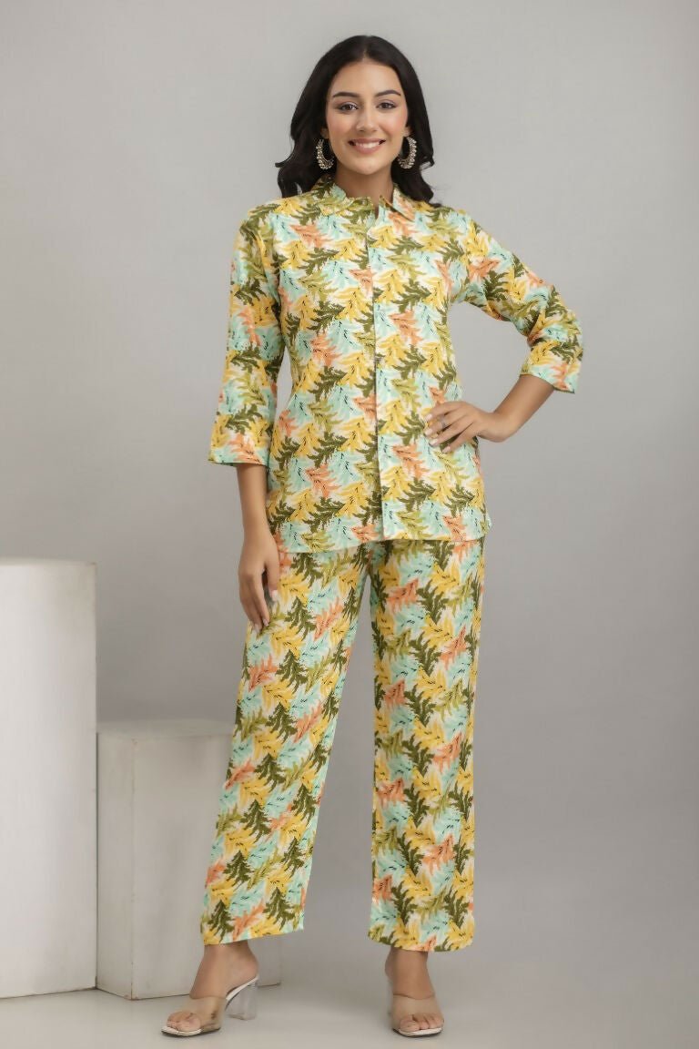 Alvano Women's Floral Printed Cotton Multicolour Co-Ord Set - Distacart