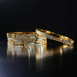 Afast Designer Fancy Party Bangle/ Kada Set, Gold, Metal, Pack Of 4 - Distacart