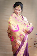 Thumbnail for Jyoti Fashion Women's Wine Paithani Silk Zari Woven Saree with Blouse - Distacart