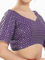 Thumbnail for Joban Fashion Brinjal Silk Padded Blouse With Sweetheart Neck Elbow Sleeves - Distacart