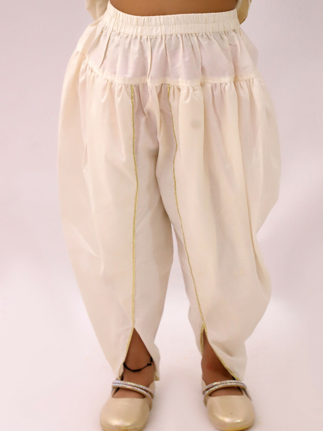 Lil Drama Mishti Off White Kurta and Dhoti Set For Girls
