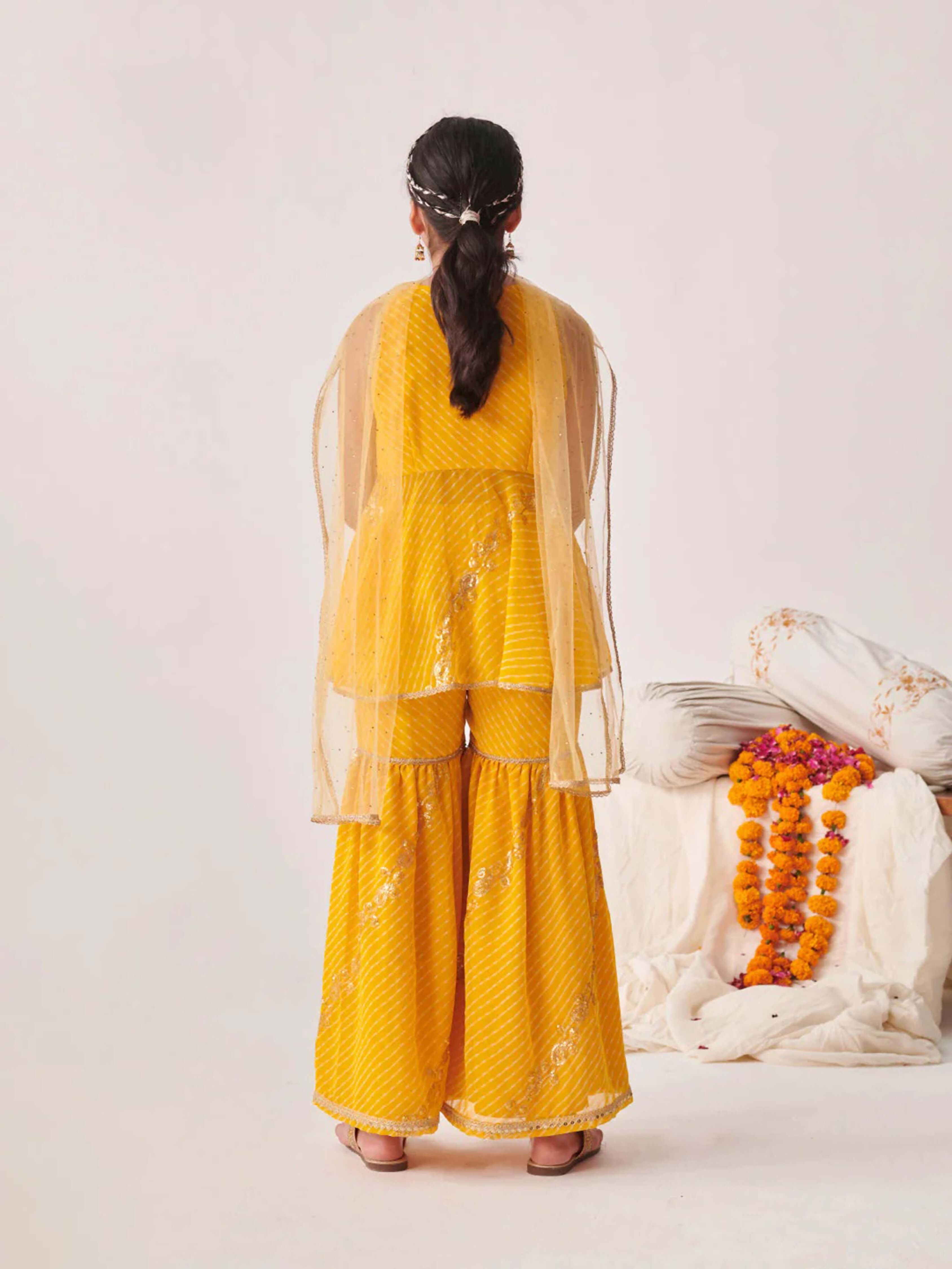 Joban Fashion Girl's Yellow Color Sharara Set