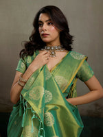 Thumbnail for Shree Shyam Fashion Green Tissue Silk Saree - Distacart