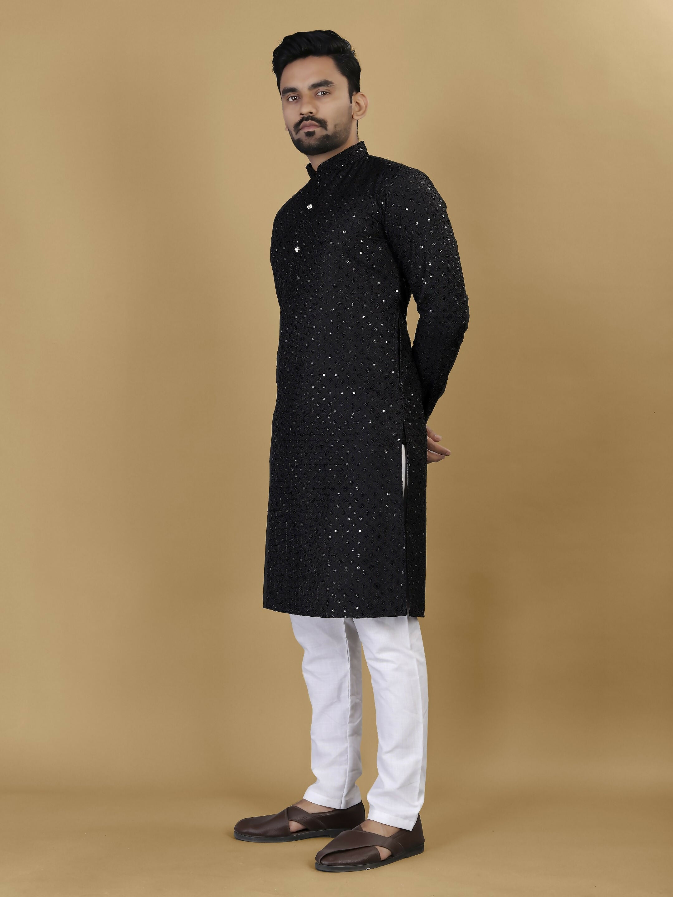 Anaita Black Embroidered Rayon Straight Kurta - Distacart