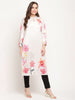 Ahalyaa Women Beige Velvet Digital Print Kurta