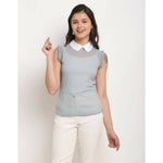 Thumbnail for Aastha Fashion Women's Grey Georgette Solid Casual Top - Distacart