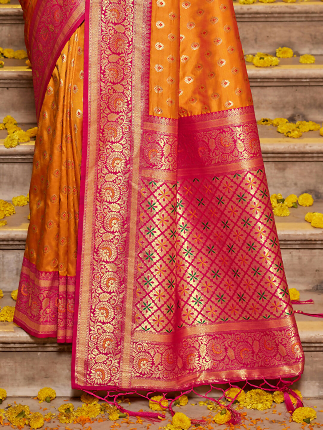 Astita Banarasi Silk Mustard Saree