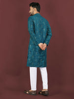 Thumbnail for Anaita Teal Embroidered Silk Straight Kurta - Distacart