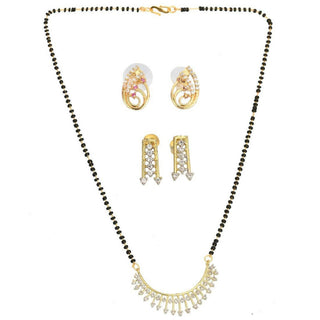 AanyaCentric Gold Plated Mangalsutra with Pendant, 2 Pair Earrings - Distacart