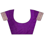 Thumbnail for Joban Fashion Purple Floral Jacquard Woven Design Cotton Silk Banarasi Silk Saree - Distacart