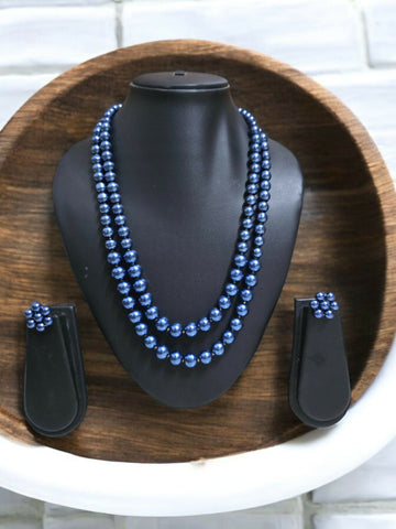 Inhanns Everyday Workwear Pearl Set (Double Layered Pearls) - Teelblue - Distacart