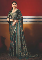 Thumbnail for Joban Fashion Teal Blue Dull Moss Brasso Saree