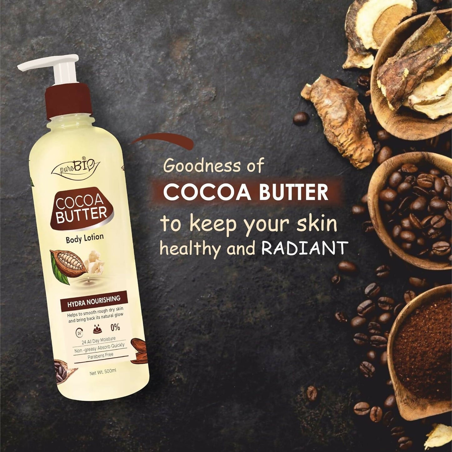 Purobio Cocoa butter Body Lotion with Hydra Nourishing - Distacart