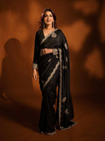 Thumbnail for Joban Fashion Black Rangoli Crush Silk Party Wear Sarees - Distacart