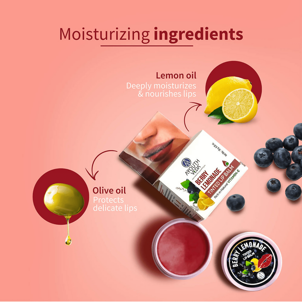 Ayouthveda Berry Lemonade Tinted Lip Balm - Distacart