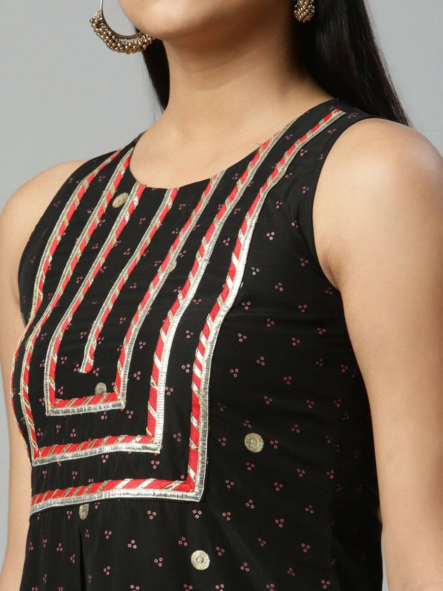 Ahalyaa Womens Black Crepe Printed Kurta Palazzo Set - Distacart