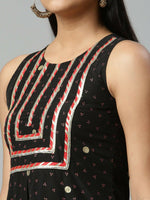 Thumbnail for Ahalyaa Womens Black Crepe Printed Kurta Palazzo Set - Distacart
