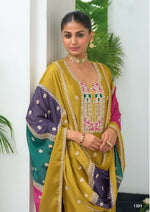 Thumbnail for Teeya Creation Yellow Color Chinon Silk Embroidery Work Wedding Wear Designer Salwar Suit - Distacart