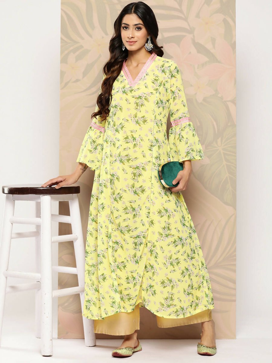 Ahalyaa Women's Traditional wear Kurta - Yellow - Distacart