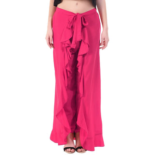 Asmaani Pink Color Plain Ruffle Palazzo