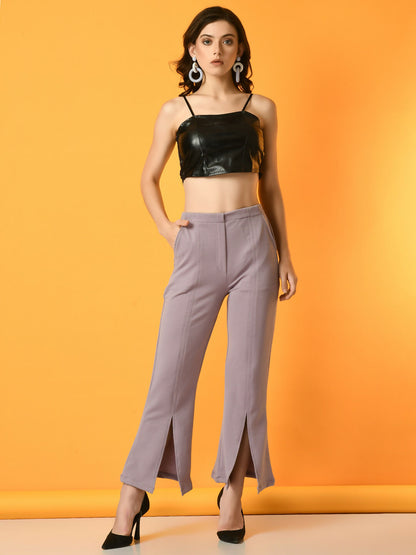 Myshka Women's Lavender Flared Party Trouser - Distacart