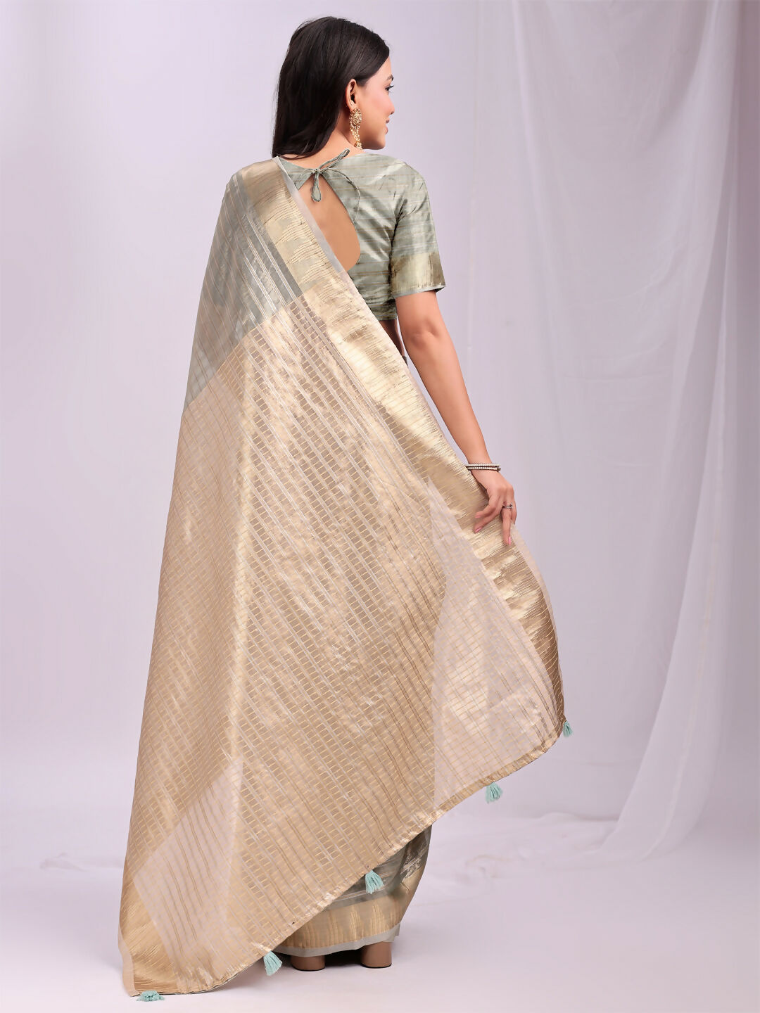 Astita Organza Grey Saree