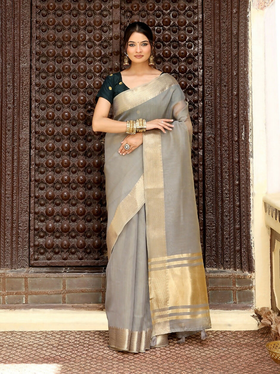 Astita Grey Cotton Saree