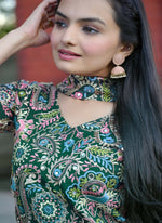 Thumbnail for Joban Fashion Green Silk Embroidered Sharara Set - Distacart