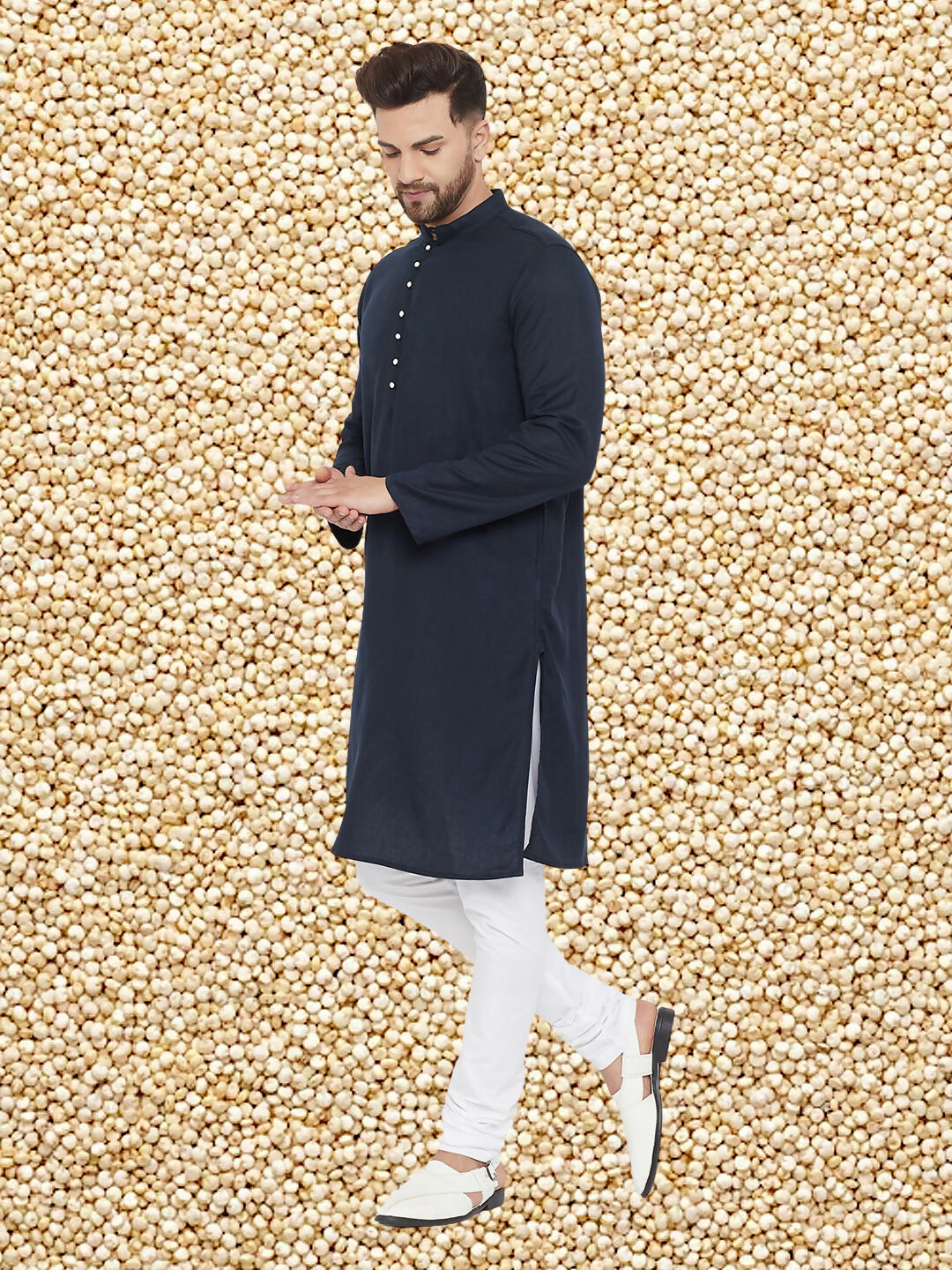 Even Apparels Men's Pure Cotton Navy Kurta - Distacart