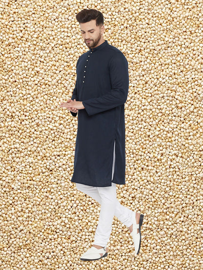 Even Apparels Men's Pure Cotton Navy Kurta - Distacart