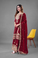 Thumbnail for Teeya Creation Red Color Faux georgette Embroidery Work Sharara Set
