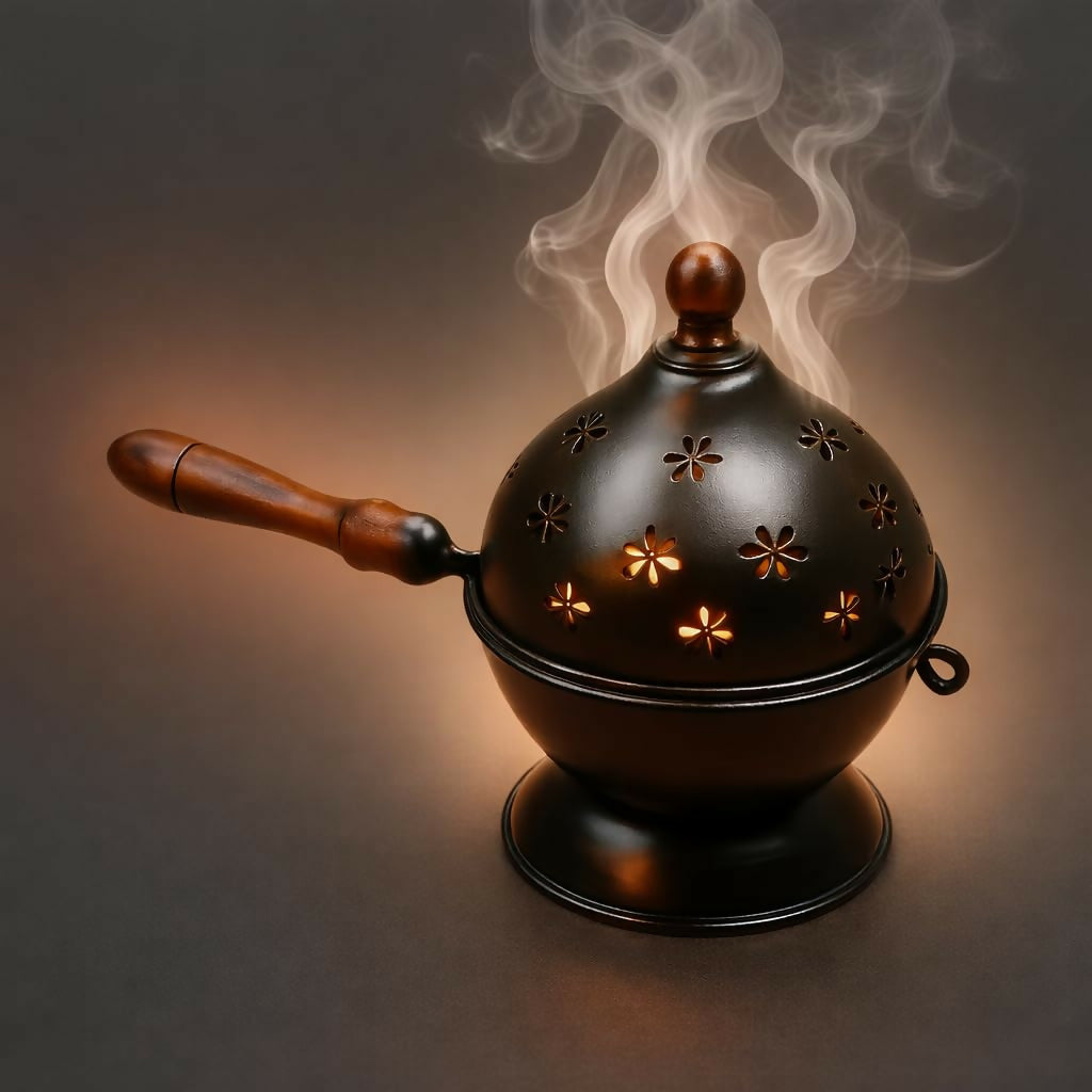 Not Available Metal Loban Dhoop Dani - Black Color - Dista