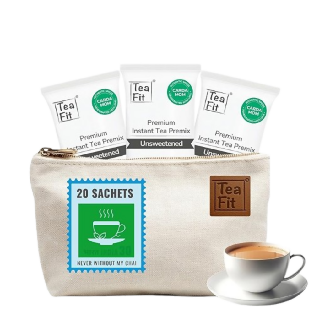 TeaFit Premium NO SUGAR Instant Cardamom Tea Premix - Travel Pack - Distacart